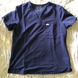 Figs Scrubs Catarina Top Navy Blue